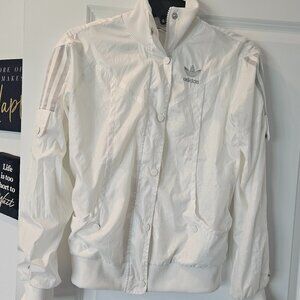 Vintage Adidas White And Silver Women's Jacket Size Small